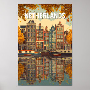 Poster Pays-Bas Illustration Voyage Art Vintage