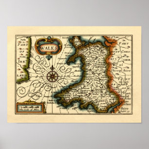 Poster Pays de Galles - Ancien Antiquaire historique Cart