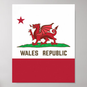 Poster Pays de Galles République Drapeau de dragon Pride