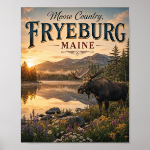 Poster Pays de l'orignal Fryeburg Maine Faune vintage