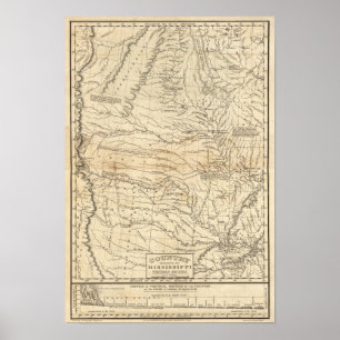 Poster Pays drainé par la section occidentale du Mississi