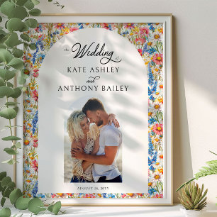 Poster Pays Fleur sauvage Floral Mariage Photo Bienvenue