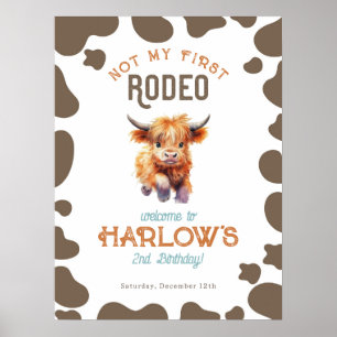 Poster Pays Highland Cow Pas Mon Premier Rodéo Anniversai