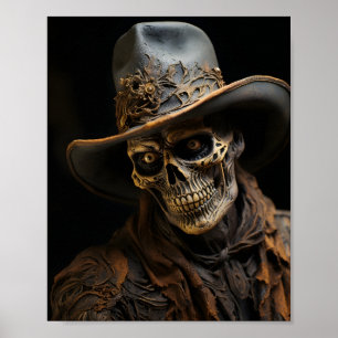 Poster Pays Ouest Halloween Squelette Cowboy
