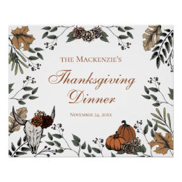 Poster Pays Thanksgiving Party Automne Harvest Taureau cr