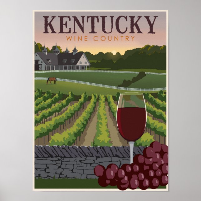 Poster Pays viticole du Kentucky (Devant)