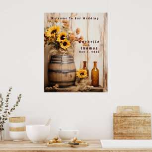 Poster Pays Western Sunflower Whiskey Barre Bienvenue