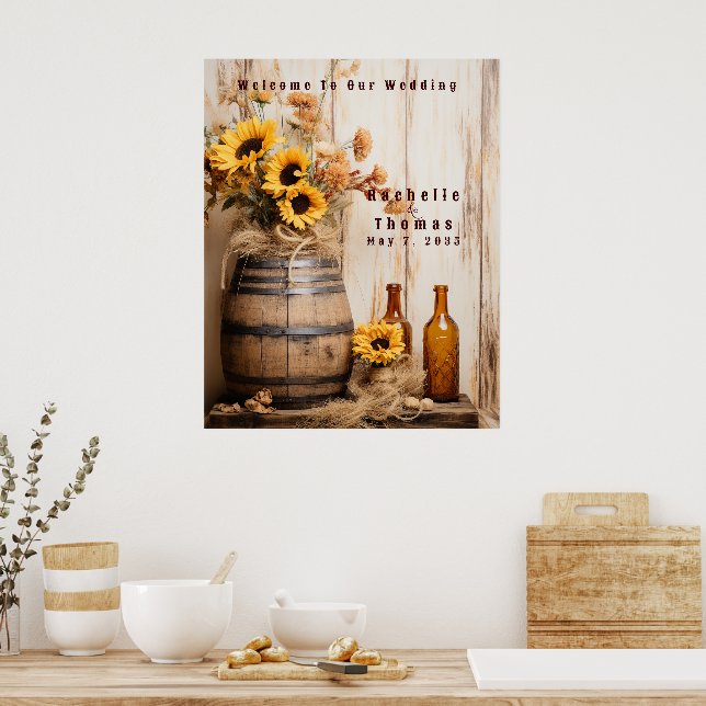 Poster Pays Western Sunflower Whiskey Barre Bienvenue (Cuisine)