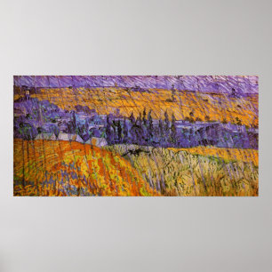 Poster Paysage à Auvers sous la pluie de Vincent van Gogh