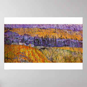 Poster Paysage à Auvers sous la pluie de Vincent van Gogh