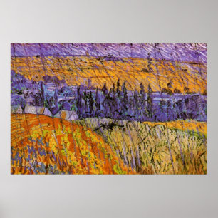 Poster Paysage à Auvers sous la pluie de Vincent van Gogh