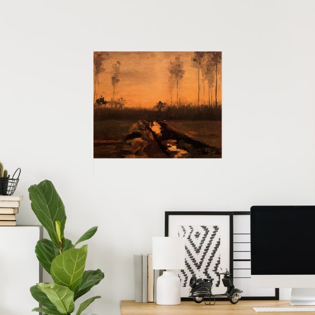 Poster Paysage à Dusk par Vincent van Gogh (Bureau à domicile)