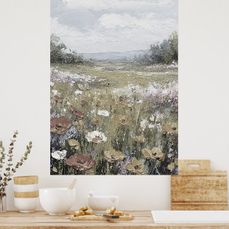 Poster Paysage Abstrait de Ferme Art Neutre