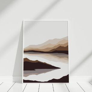Poster Paysage Abstrait de Montagne et Rivière sur Toile