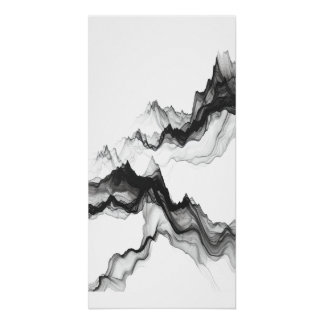 Poster Paysage abstrait de sommets de montagnes au lavis