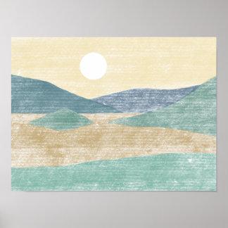 Poster Paysage Abstrait dessiné à la main