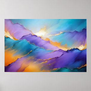 Poster Paysage Abstrait Montagnes Nature Arrière - plan A