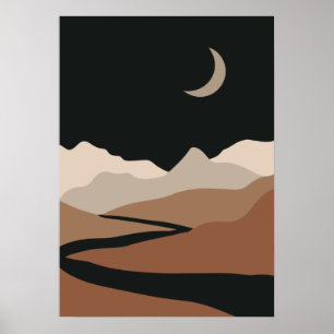 Poster Paysage Abstrait neutre, Montagne minimaliste
