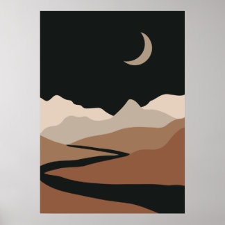Poster Paysage Abstrait neutre, Montagne minimaliste