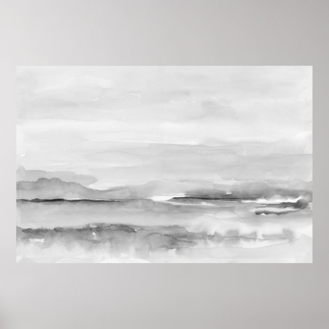 Poster Paysage Abstrait noir et blanc 1 (Devant)