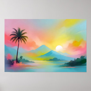 Poster Paysage Abstrait Plage Sky Nature Arrière - plan A