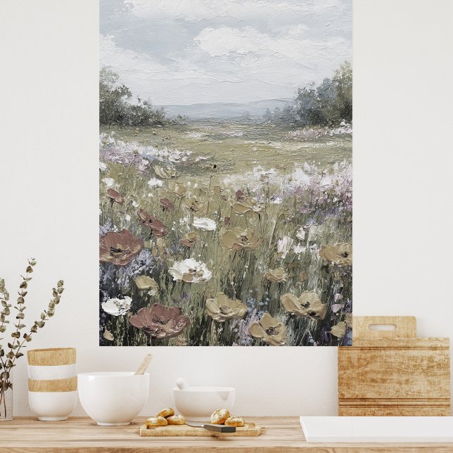 Poster Paysage agricole Abstrait Art neutre (Cuisine)