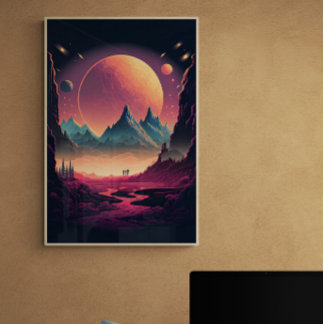 Poster Paysage Alien Imaginaire AI Art #4 | Coloré