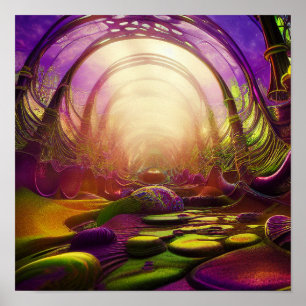 Poster Paysage Alien Lucid Dreaming Tunnel Psychedélique