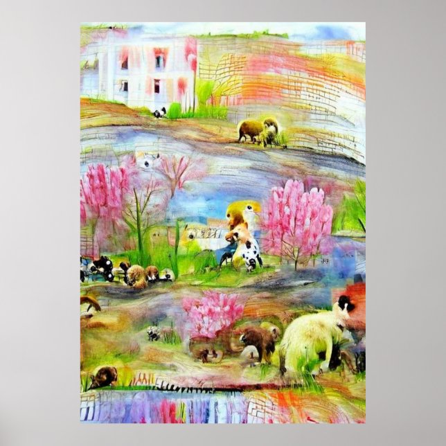 Poster Paysage aquarelle (Devant)