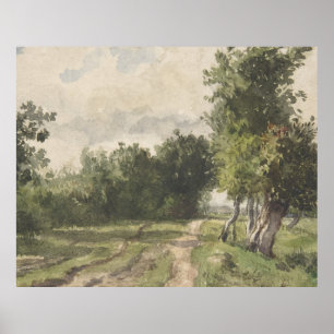 Poster Paysage aquarelle du chemin - Troyon constant