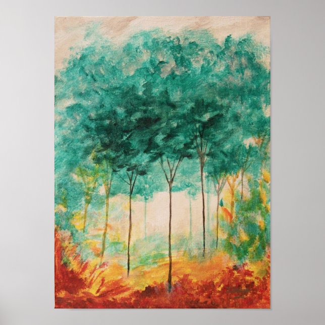 Poster Paysage artistique Abstrait Peinture, Turquoise, O (Devant)