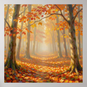 Poster Paysage artistique de chemin forestier automnal