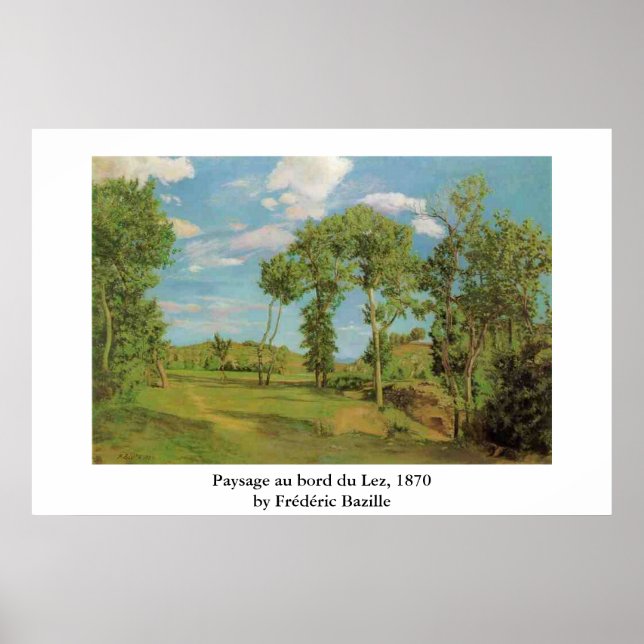 Poster Paysage au bord du Lez de Frédéric Bazille (Devant)