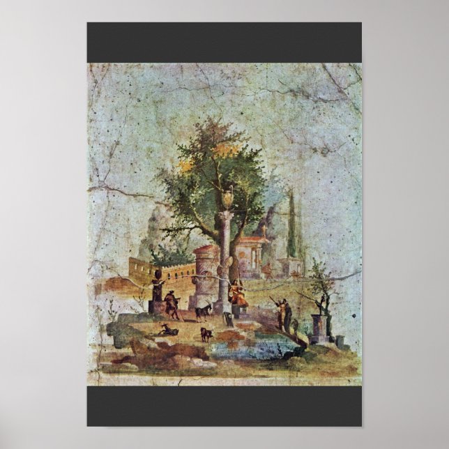 Poster Paysage Avec Arbre Sacré Par Pompejanischer (Devant)