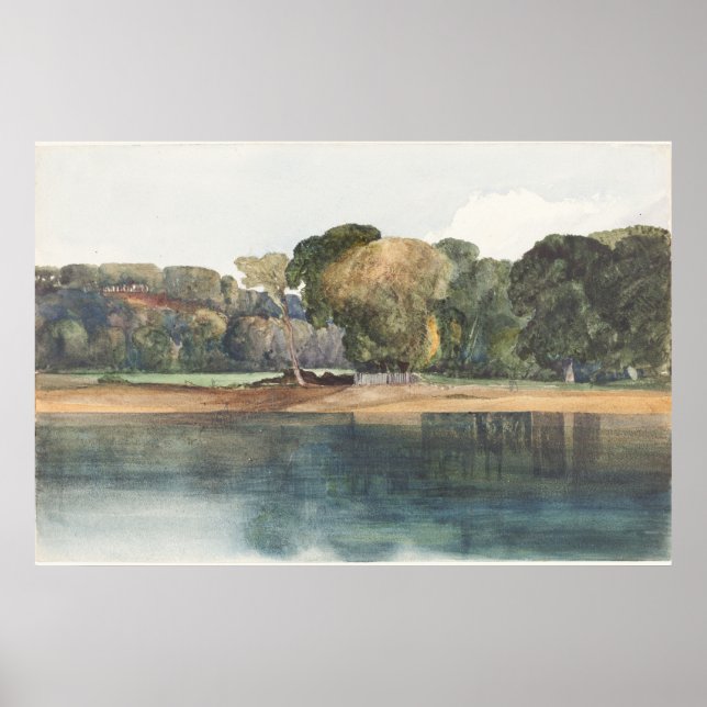 Poster Paysage avec arbres et eau (Devant)
