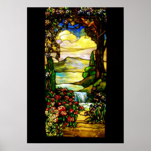 Poster Paysage avec cascade, Tiffany 1920