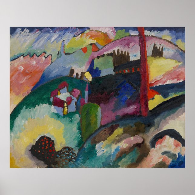 Poster Paysage avec cheminée d'usine (Devant)