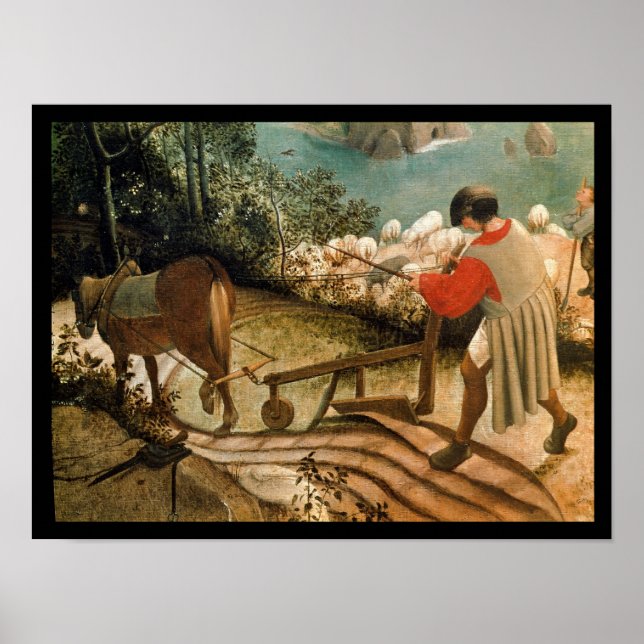 Poster Paysage avec la chute d'Icarus (Devant)
