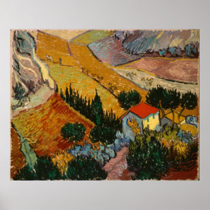 Poster Paysage avec Maison et Plowman