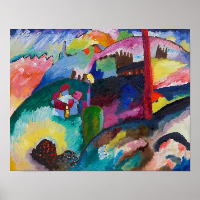 Poster Paysage avec rein d'usine, Wassily Kandinsky (Devant)