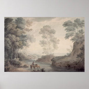 Poster Paysage avec rivière et eau
