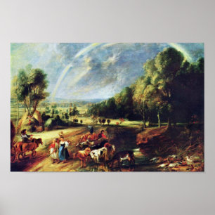 Poster Paysage avec un arc-en-ciel par Rubens Peter Paul