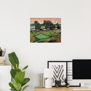 Poster Paysage avec un pont sur l'Oise