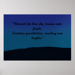 Poster Paysage bleu esthétique vintage