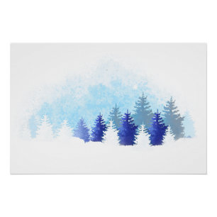 Poster Paysage bleu hiver