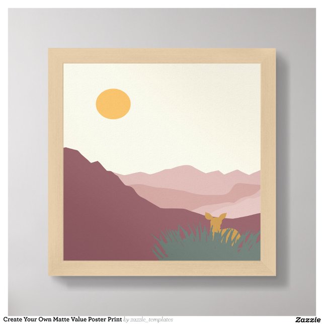 Poster Paysage boho des montagnes roses (Framed Front)