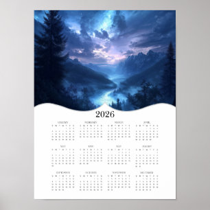 Poster Paysage céleste 2026 Calendrier des murs de l'anné