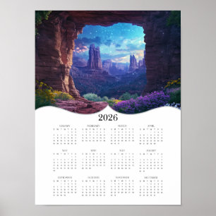 Poster Paysage céleste 2026 Calendrier des murs de l'anné