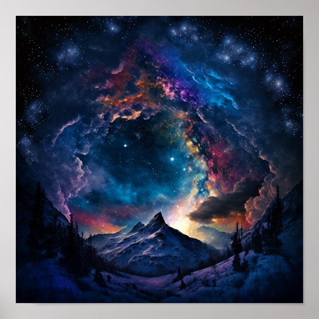 Poster Paysage cosmique des montagnes (Devant)