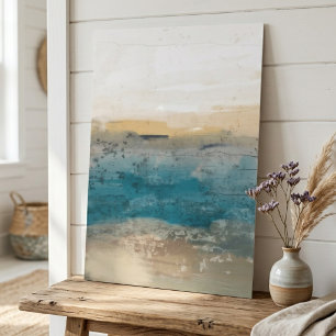 Poster Paysage côtier abstrait avec sarcelle et beige